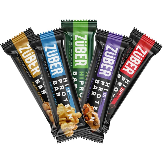 Yüksek Protein Bar Karma Deneme Paketi 45g X 12 Adet - Züber