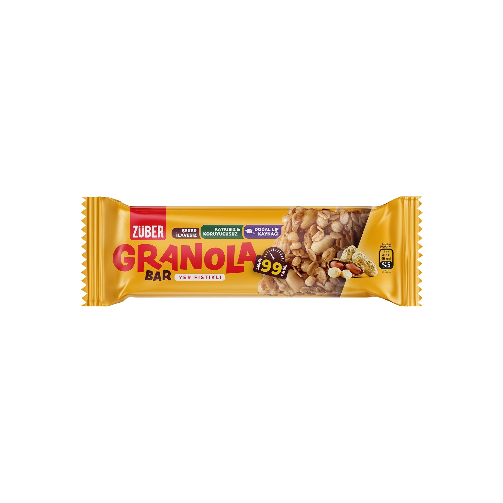 Granola Bar Yer Fıstıklı 25g X 15 Adet - Züber